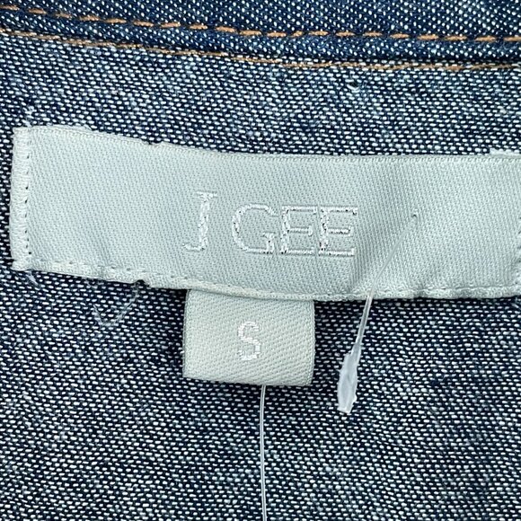 NEW J Gee Womens Small Denim Button Up Tiered Midi Dress Pockets & Belted Waist - Picture 3 of 12